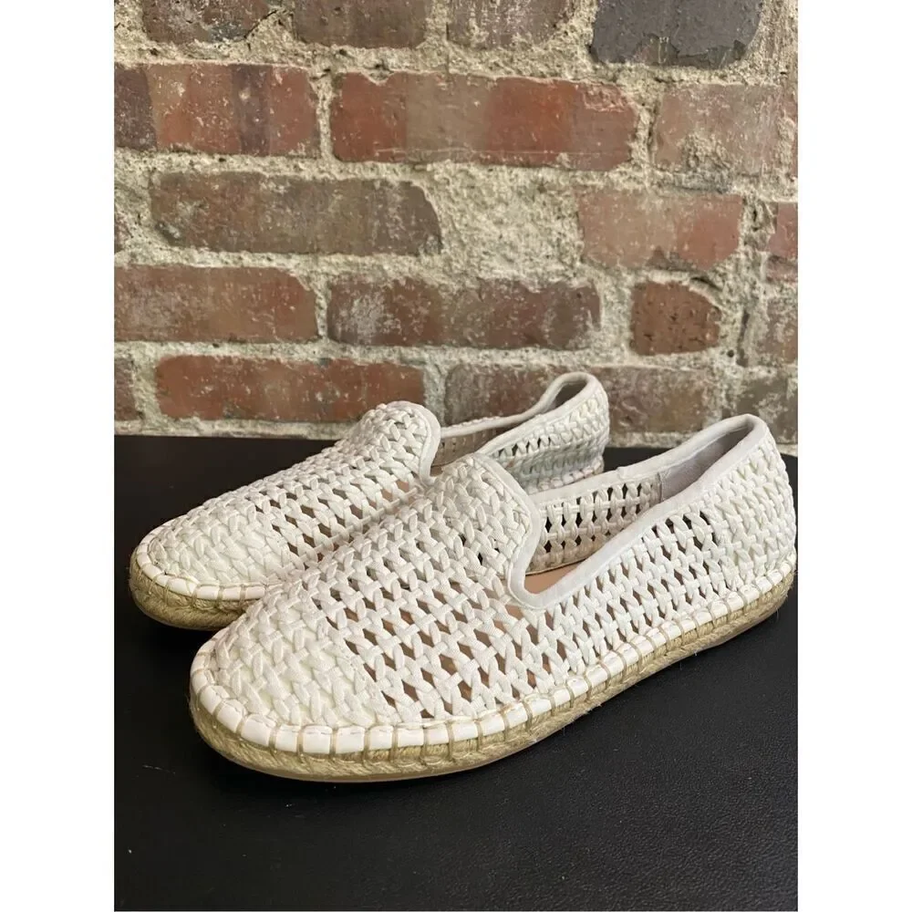 The Drop Lila Open Weave White Espadrille Loafer Sandal Women’s Size 7.5